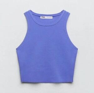 Zara Lavender Purple Ribbed Crop Tank